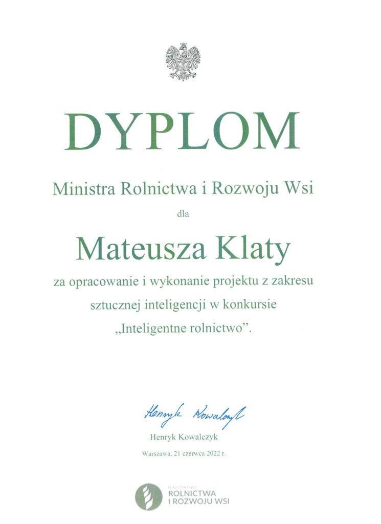Dyplom inteligentne rolnictwo