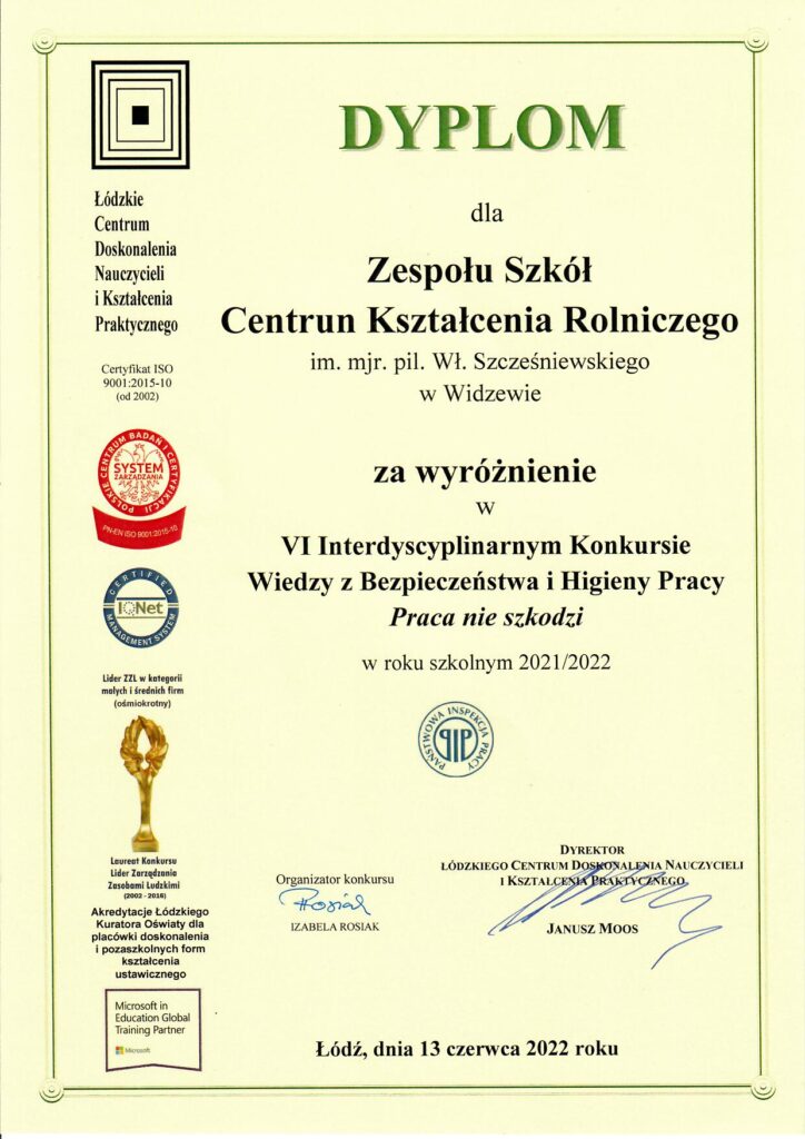 Dyplom ZSCKR