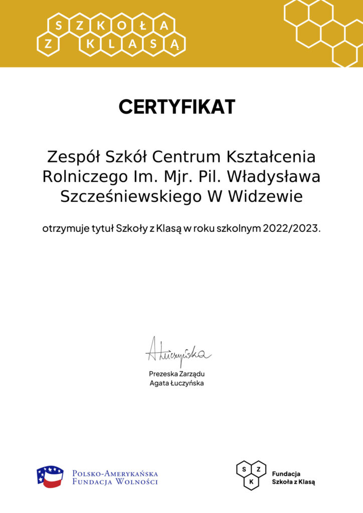 Szkołą z klasą ZSCKR 22-23